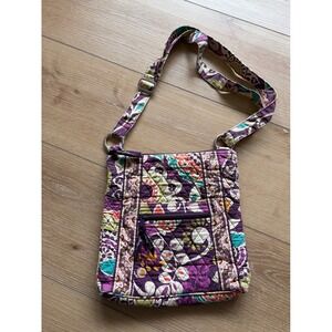 Vera Bradley Plum Crazy Floral Quilted Cotton Crossbody Hipster Bag Purple purse